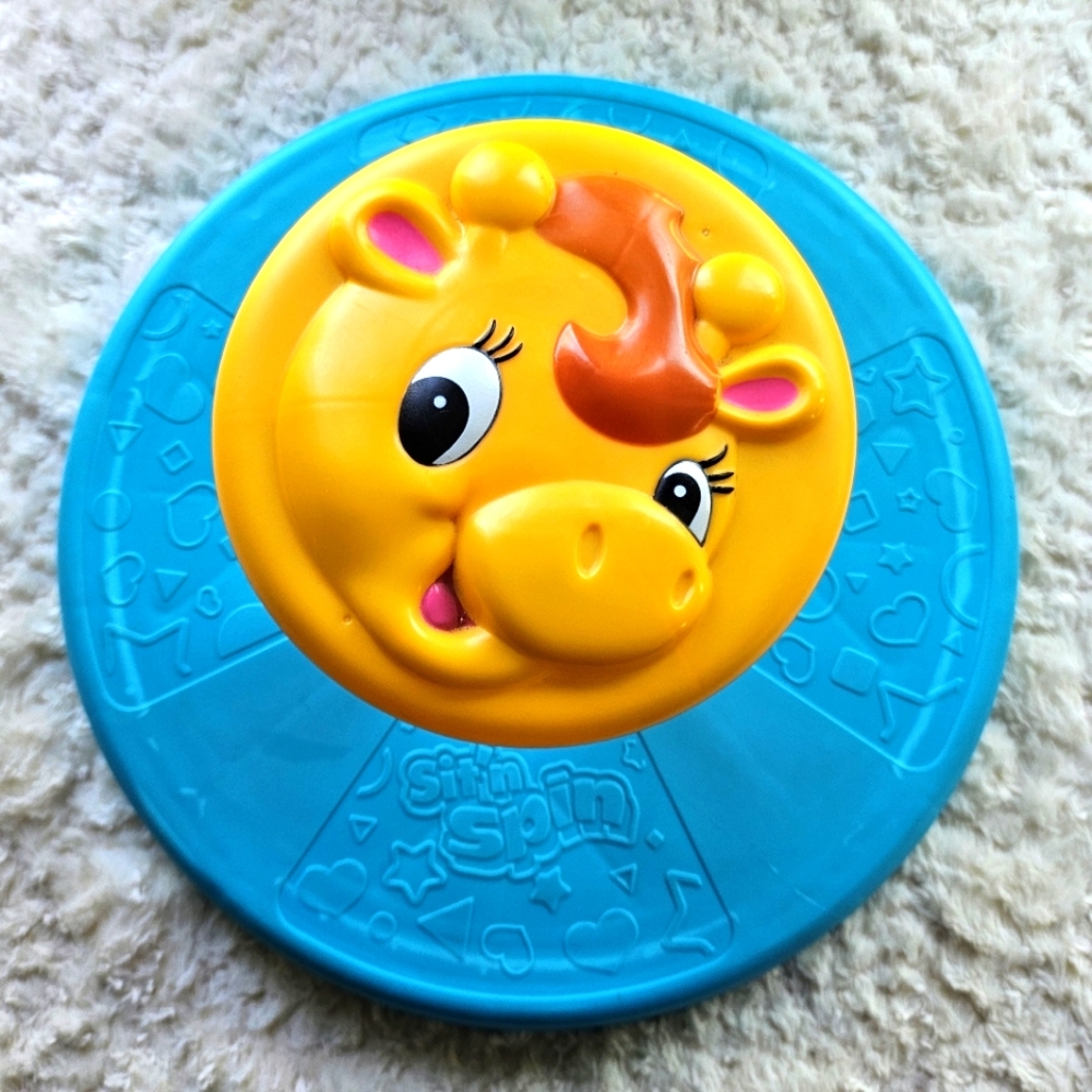 Playskool Giraffalaff Sit n’ Spin Kids Toy, Blue, Yellow